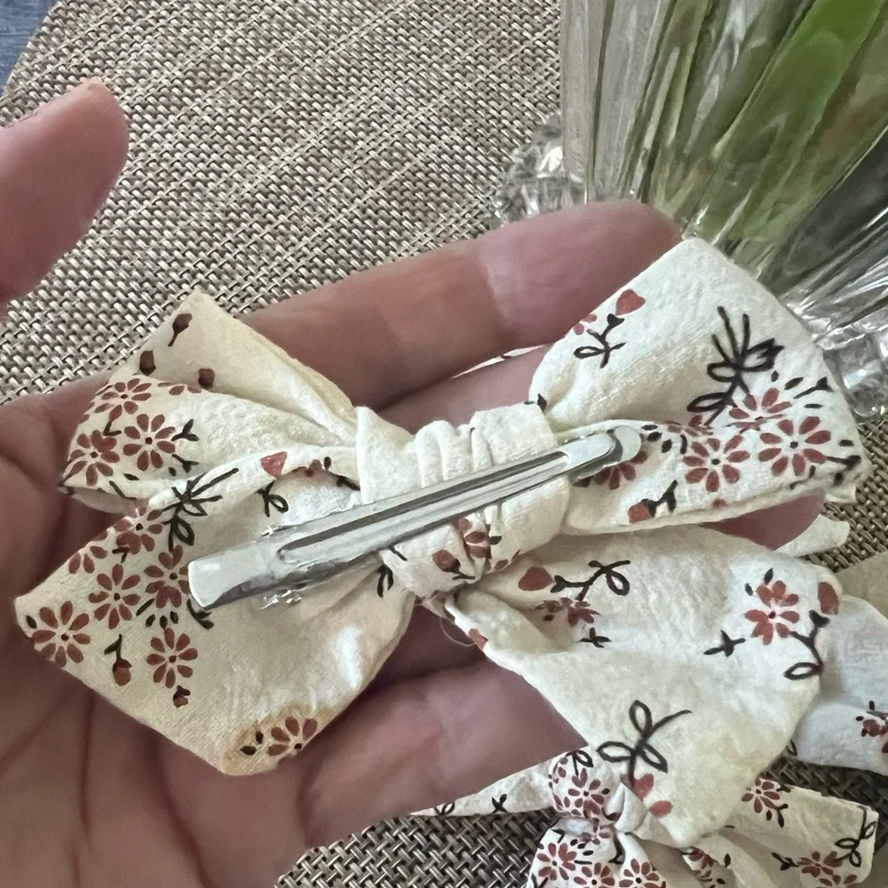 HAND CRAFTED Hair Bow Clips  SET OF 2.    2 SETS AVAILABLE 3”W